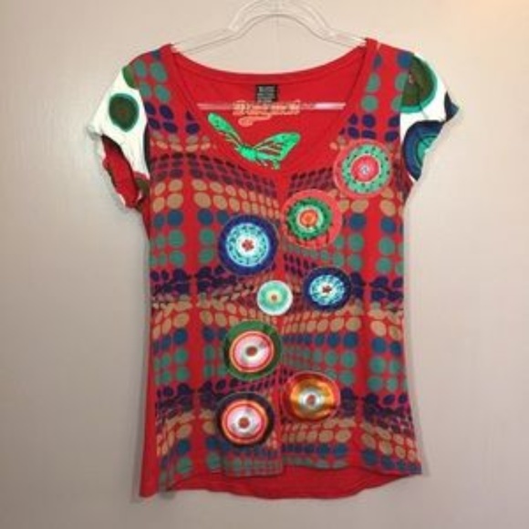 Desigual Tops - DESIGUAL BUTTERFLY TEE BOHO PRINT